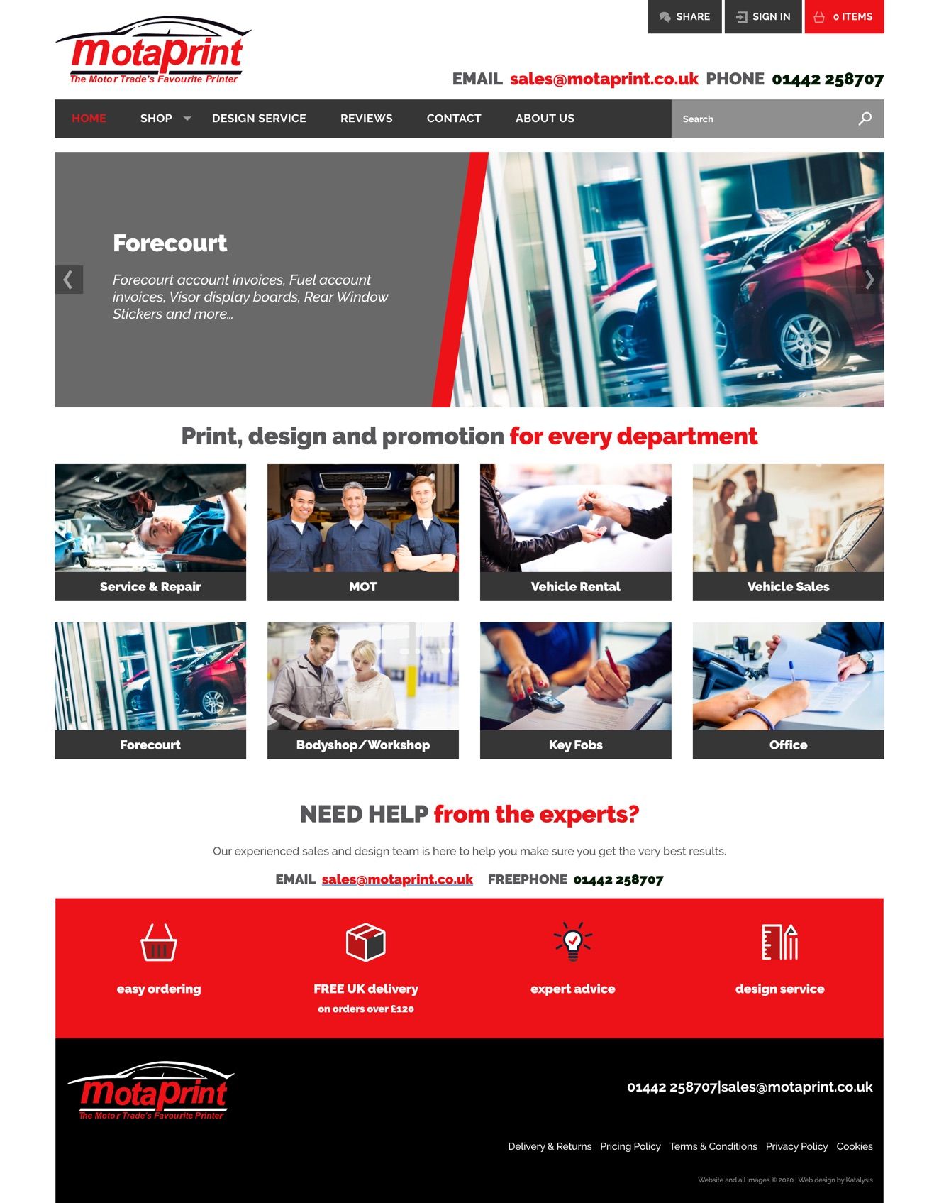 Motaprint website home page