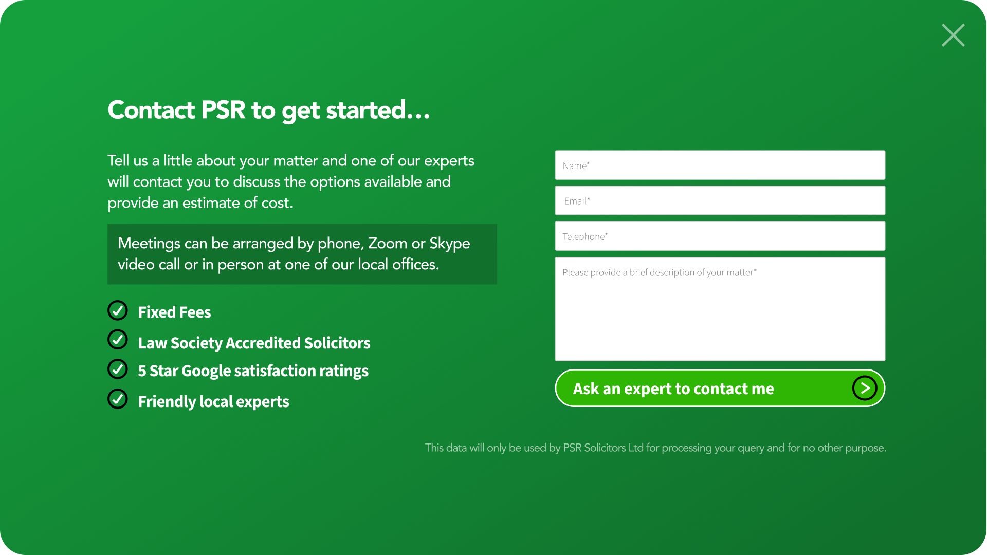 PSR Solicitors Get Started