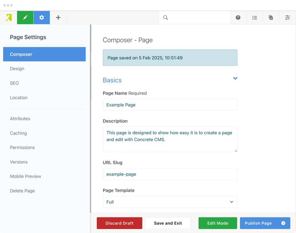 Create pages easily with Page Composer