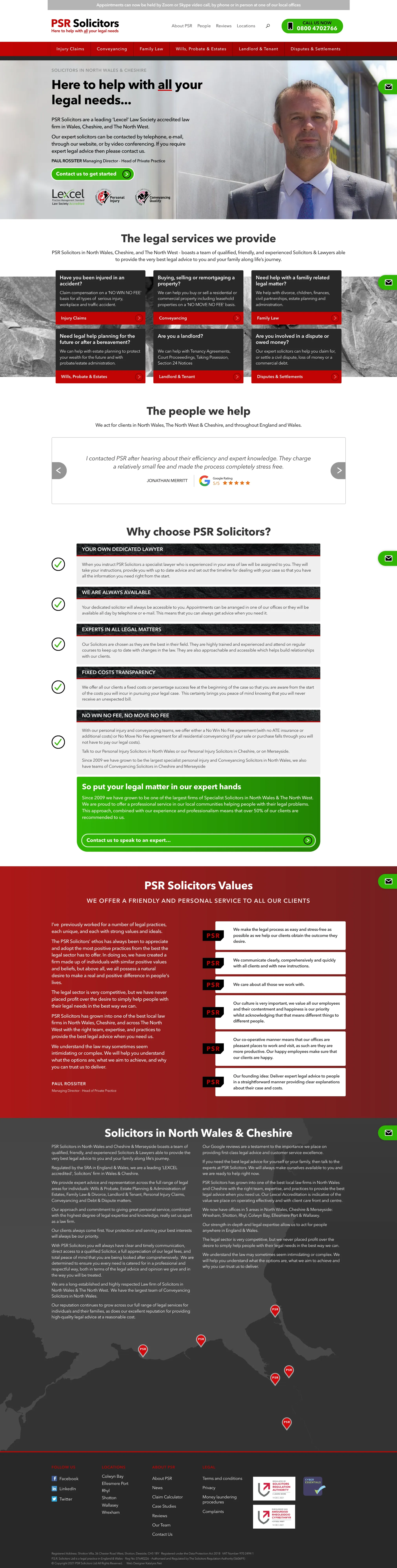 Law Firm Web Design - PSR Solicitors Home