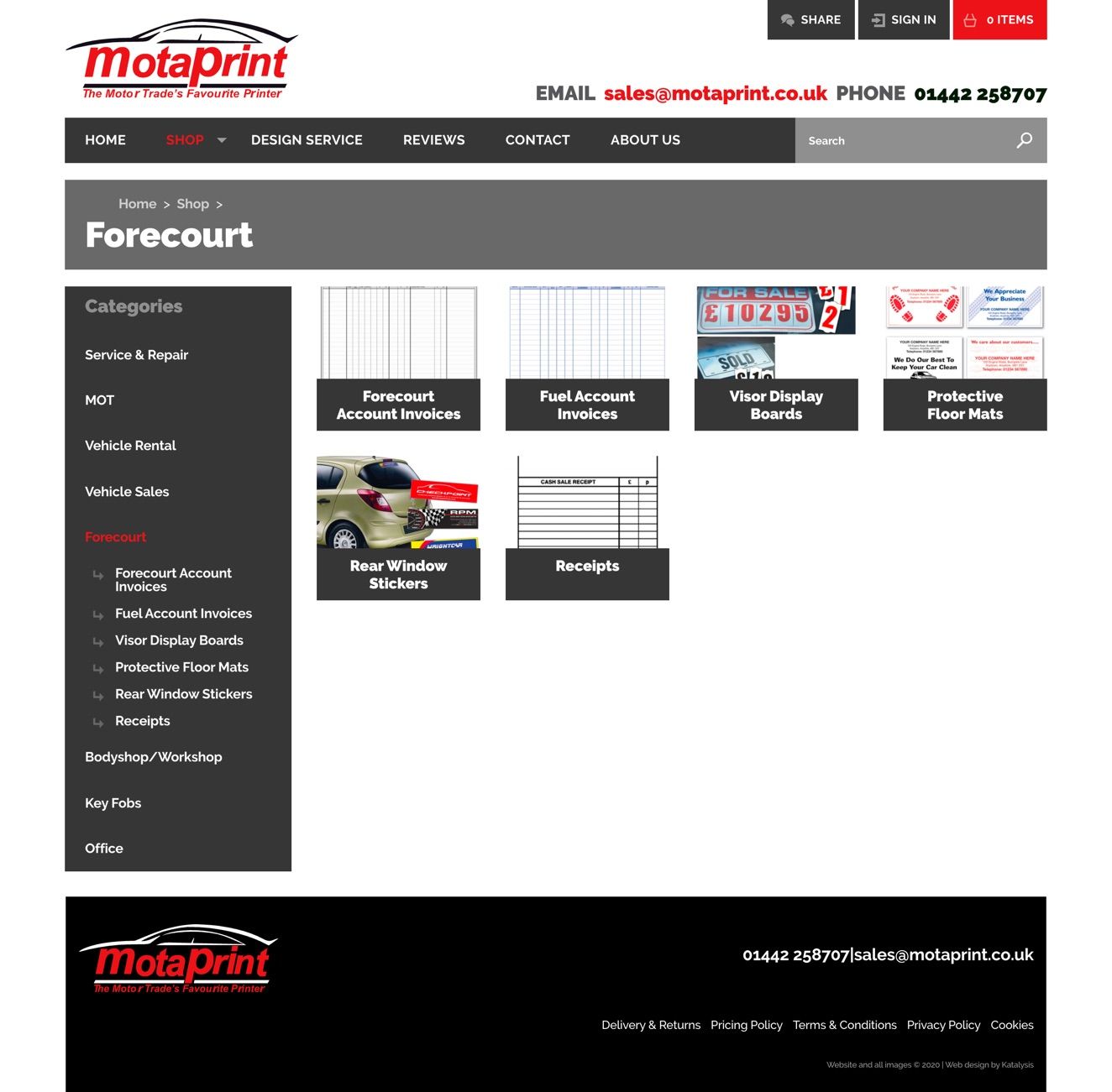 Motatech website category page