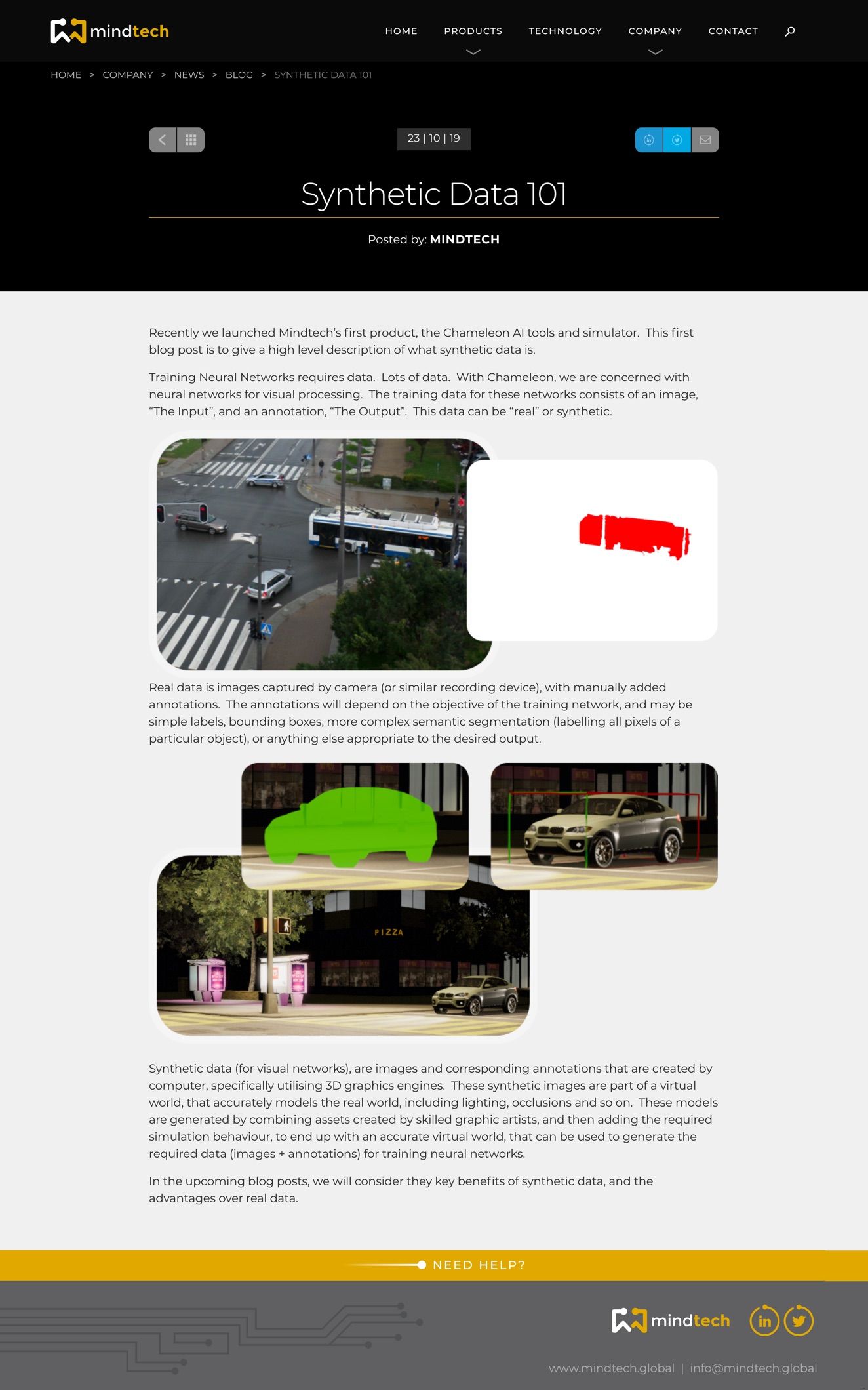 Mindtech website blog page