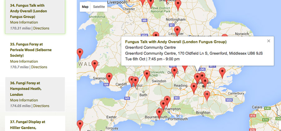 UK Fungus Day Website Map